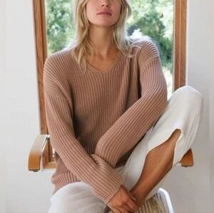 Jenni Kayne Cotton Cabin V-Neck Sweater
